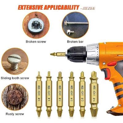 6pcs Damaged Screw Extractor Drill Bit Double Side Drill