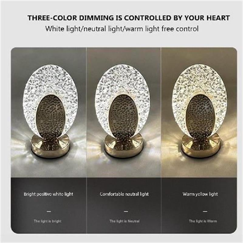 Round Desk Lamp Type-C Charging Acrylic Nightstand Lamps