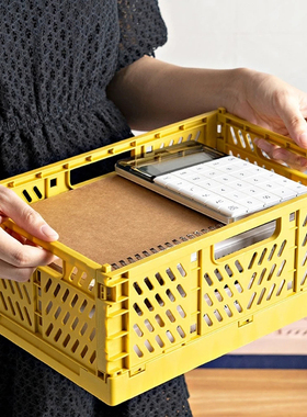 Solid Color Household Collapsible Plastic Hamper Crate Box