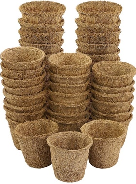 48 Pack Coco Coir Pots Biodegradable Plant Labels Mini