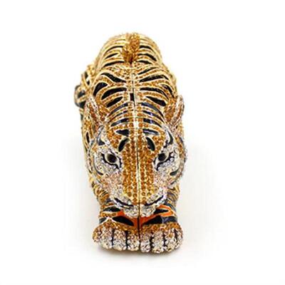 Lady Tiger Shape White Rhinestone Crystal Evening Bags Weddi