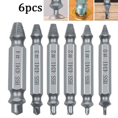 6pcs Material Damaged Screw Extractor Drill Bits Guide Set B
