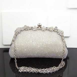 New Diamonds Chain Evening Bag Silver Wedding Bags For Bride