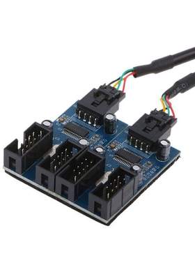 2Pcs 9-Pin USB 2.0 Male 1 to 4 Female Splitter Chipset Exten