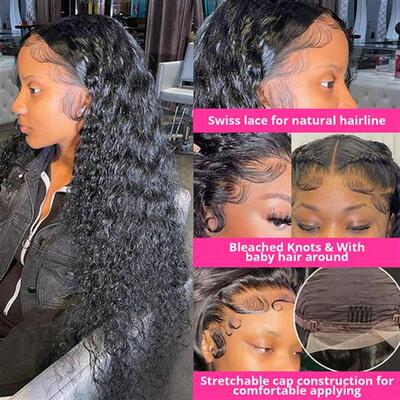 Deep Wave Frontal Wig Brazilian Curly Lace Human Hair Wigs F