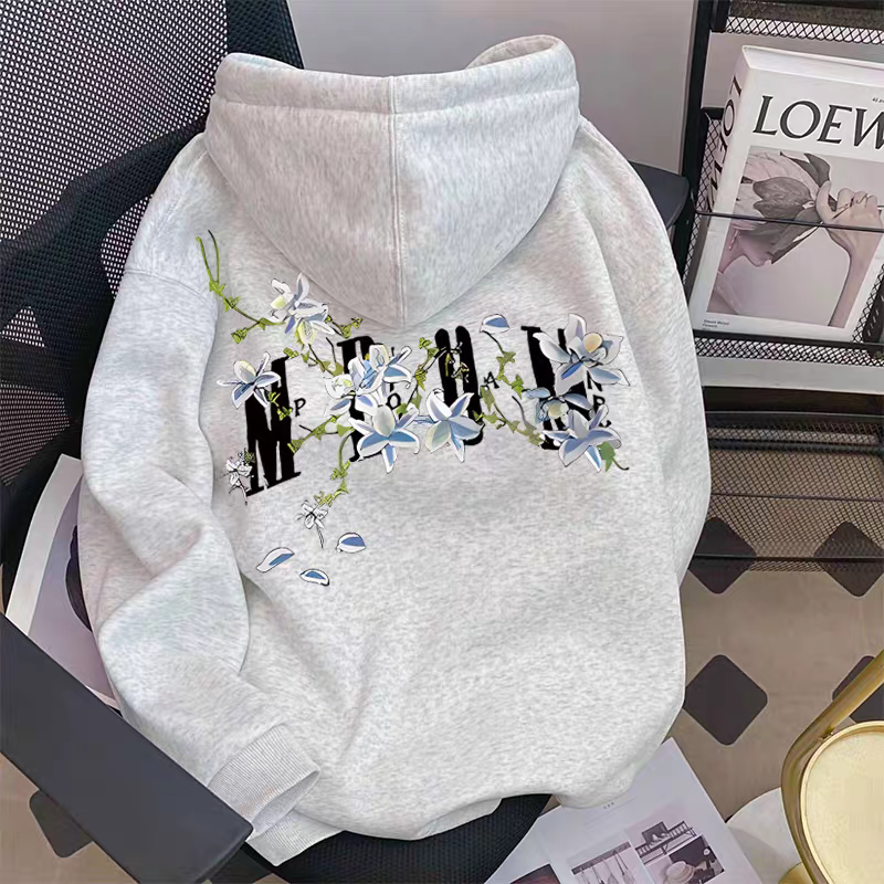 中大童印花连帽卫衣男女童春秋款潮牌儿童慵懒风复古外套上衣