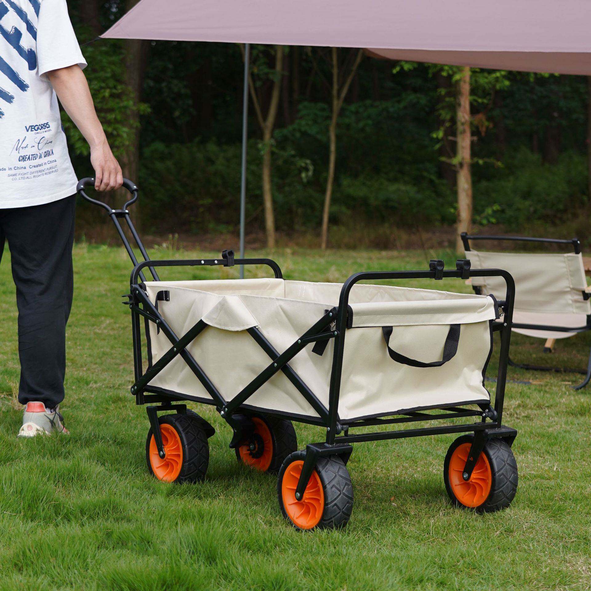 新款户外营地车旅游野餐露营折叠车野外便携折叠野餐车带桌板推车