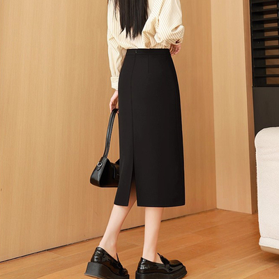 黑色包臀半身裙女2025新款小个子