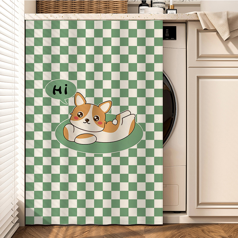 滚筒洗衣机防晒罩阳台柜子遮挡帘遮阳防尘盖布免打孔滑轨防晒帘子