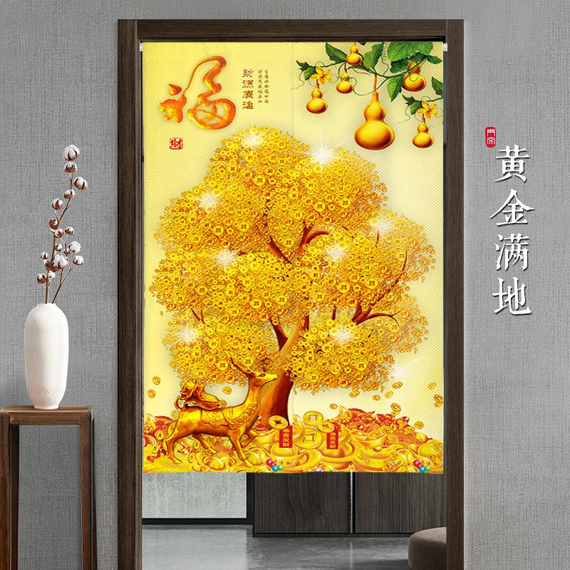 中式发财树门帘隔断卧室客