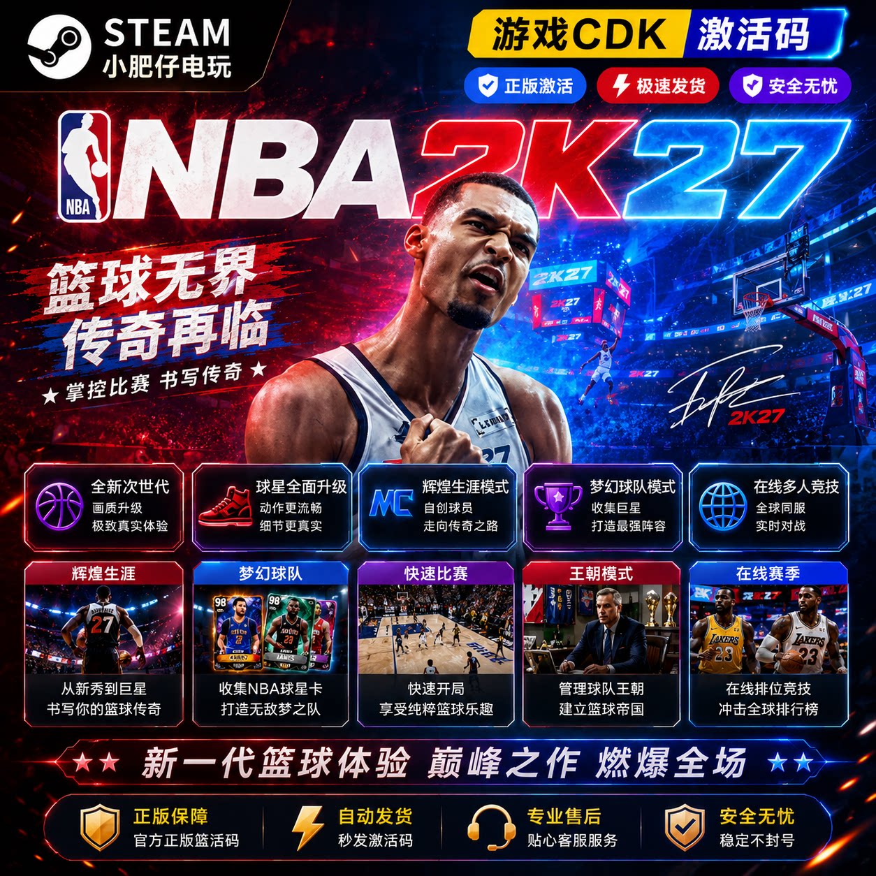 Steam NBA2K27篮球游戏正版CDK现货秒发 快速比赛 自动发货图片