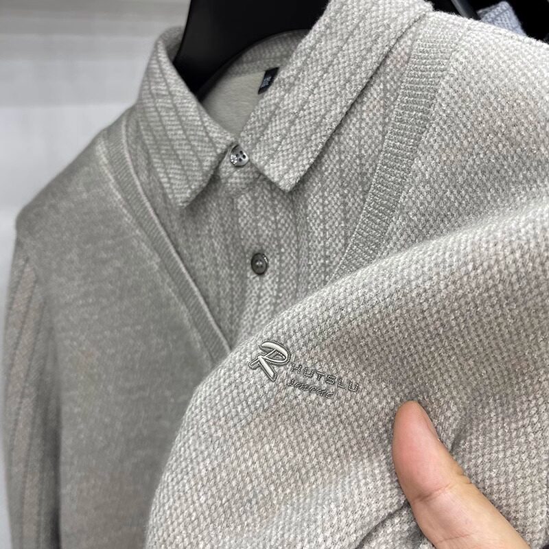 BOZZ BURY~重工甄选系列！假两件毛衣男冬季加绒潮流衬衫领针织衫