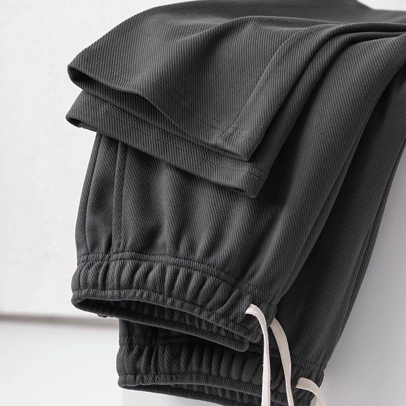 BOZZ BURY~不挑腿型！炭灰斜纹棉直筒卫裤男女士宽松运动休闲长裤