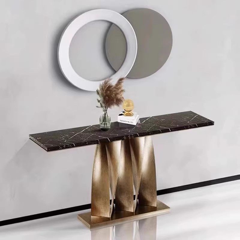 轻奢入户对门玄关桌别墅客厅靠墙装饰柜岩板端景台入户玄关台条案