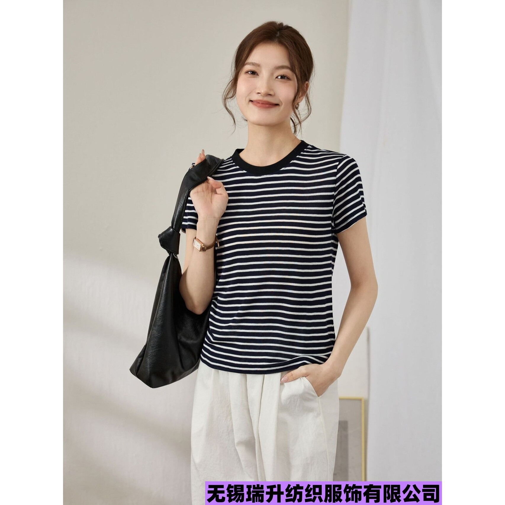 无锡瑞升纺织服饰有限公司条纹短袖t恤女天丝莱赛尔羊毛2025夏季图片