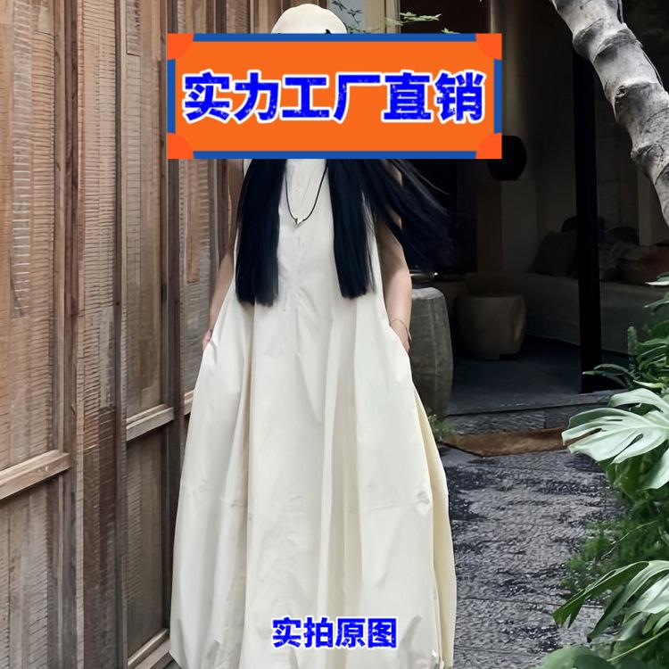 揭阳睡衣性感孕妇装夏季无袖连衣裙宽松慵懒花苞灯笼长款遮肚显瘦