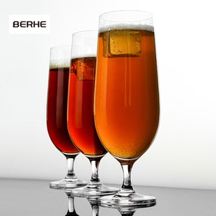 果汁郁金香杯 捷克BERHE啤酒杯家用高脚杯水晶玻璃杯酒吧清吧个性