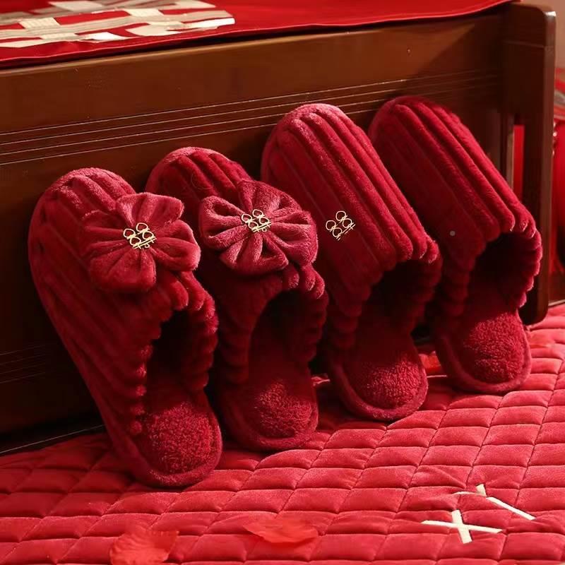 婚夏季拖鞋女士红色喜庆本命年浴室防滑情侣男凉拖婚庆用品大全结