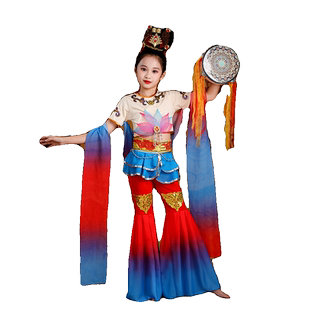 儿童飞天乐鼓演出服敦煌舞蹈妙音反弹琵琶道具女孩壁画绝响表演服