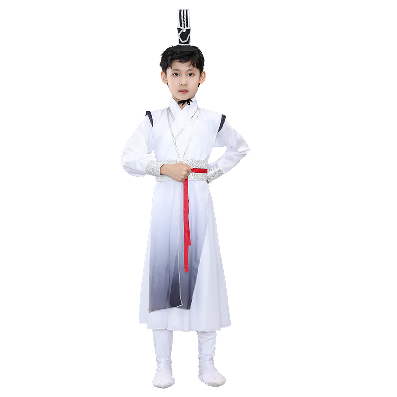 儿童壮志少年行舞蹈演出服国学汉服少年志水墨朗诵开笔礼表演服装
