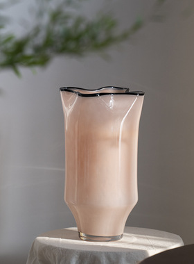 粉色玻璃花瓶高级感现代简约风家居装饰摆件客厅插花水培鲜花