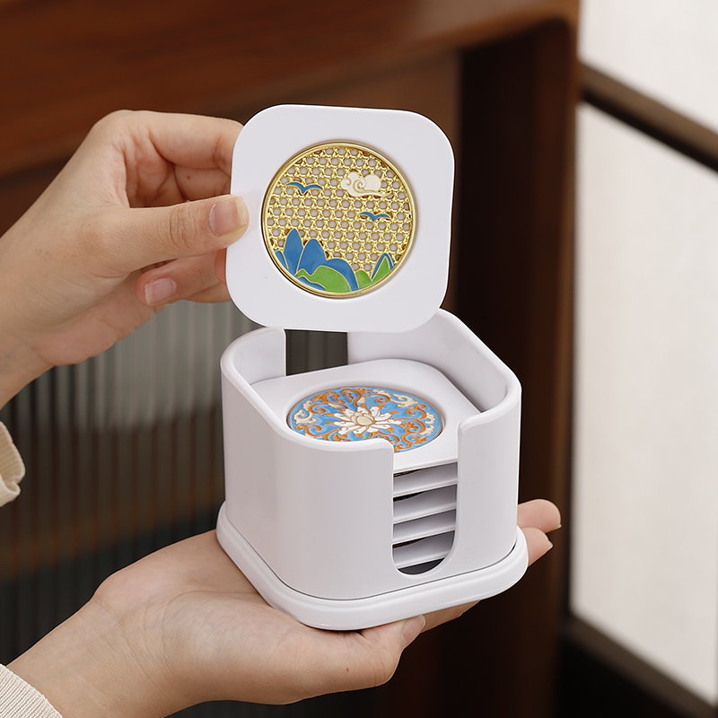 电木白玉茶杯垫珐琅彩隔热茶杯托