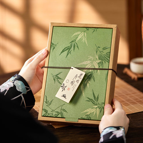 中式牛皮纸竹影6粒冰皮蛋黄盒