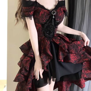 小香风独特漂亮收腰礼服长裙高级感超好看红色连衣裙子女夏季 法式