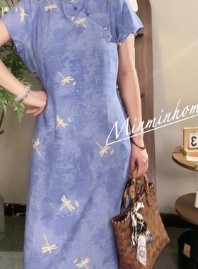 [[无袖款旗袍款]]春夏棉绸新中式国风碎花宽松休闲显瘦连衣裙