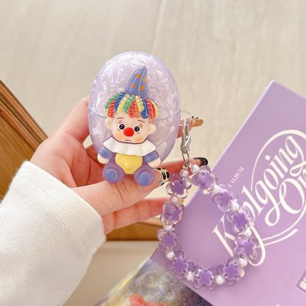 IMD小丑卡通适用于华为freebuds6i保护套流光紫贝壳纹5i保护壳4e彩贝简约立体se3紫色保护壳防摔freeclip夹耳