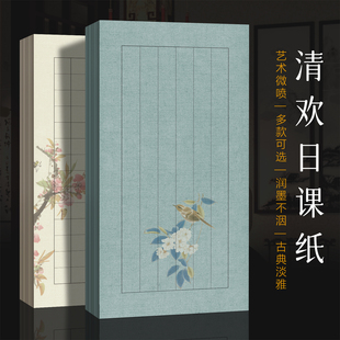 景阳阁五色麻纹小清欢日课纸方格竖格小楷书法作品微喷宣纸毛笔专用宣纸状元 笺带格子纸信笺纸花笺纸楷书行书