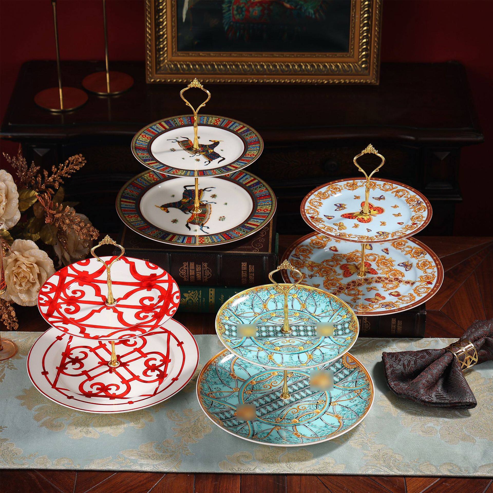 欧式双层点心盘高档英式水果盘客厅创意蛋糕架糖干下午茶陶瓷精致