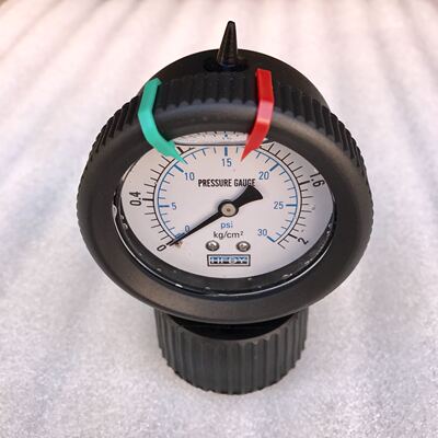 塑料隔膜压力表耐震 0- 2kg 0-30psi内螺纹ZG1/2四分表径74mm径向