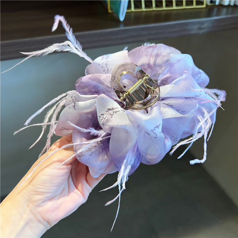 发夹羽毛国风泡泡抓夹2024年新款