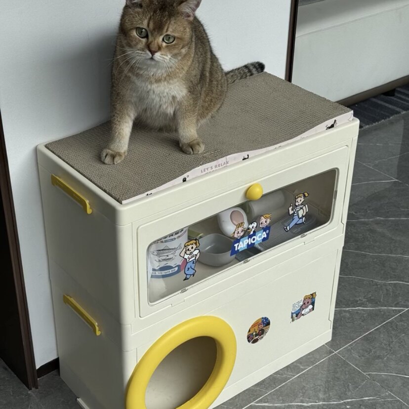 原田治猫窝带猫抓板家用室内收纳箱猫笼子别墅超大自由空间猫舍