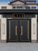 新中国风雕花庭院门别墅门双门户外别墅门铁门农村自建房屋墙门