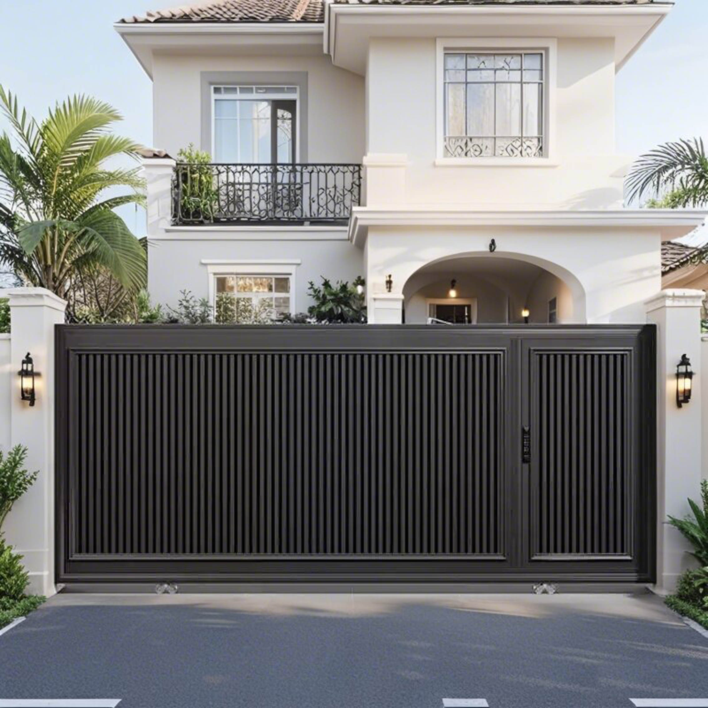 智能电动铝合金别墅庭院门平移大门铁门农村自建房花园院子拉门