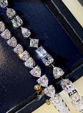 MGY正品PT950铂金镶嵌美国进口D色莫桑石50分爱心异形不规则手链