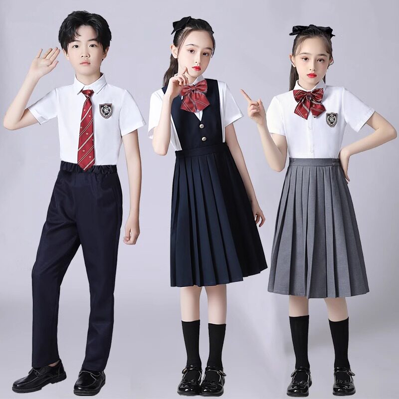 儿童大合唱演出服男女童礼服中小学生集体朗诵园服班服校服英伦风