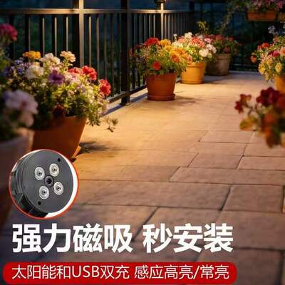 2026新款太阳能户外灯家用庭院阳台照明磁吸栏杆壁灯人体感应路灯