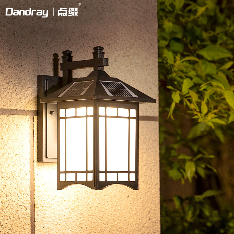 太阳能壁灯中式家用户外室外露台墙壁花园别墅围墙防水led庭院灯