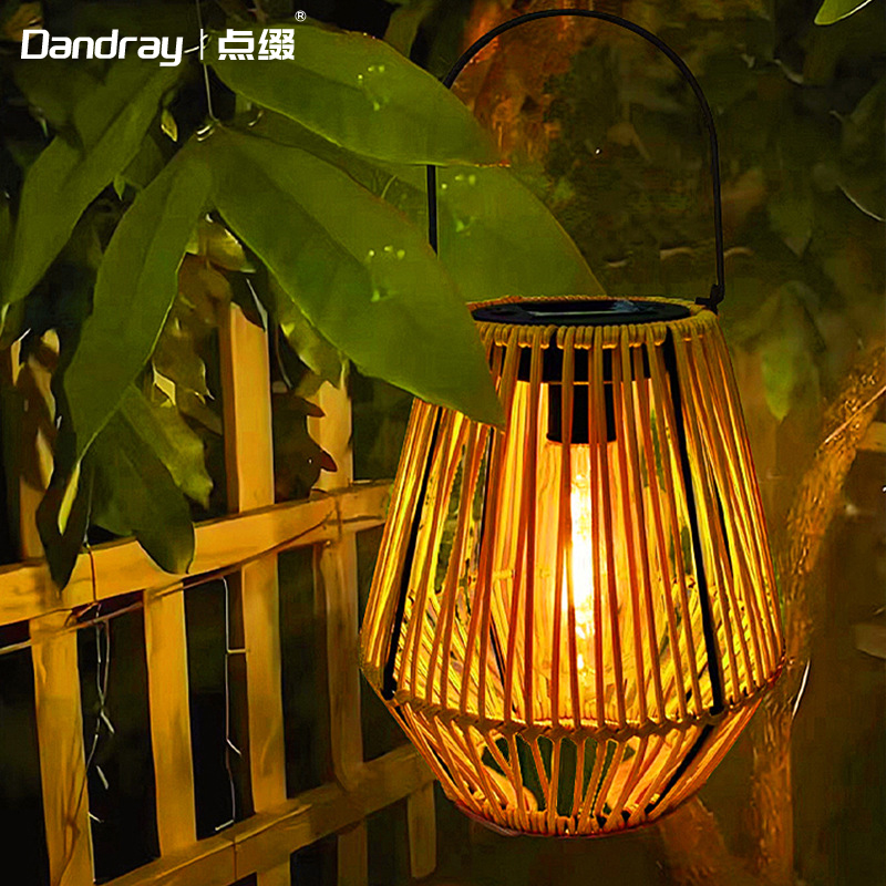 点缀太阳能编织挂灯庭院户外手提中式古风草坪灯庭院节日氛围灯