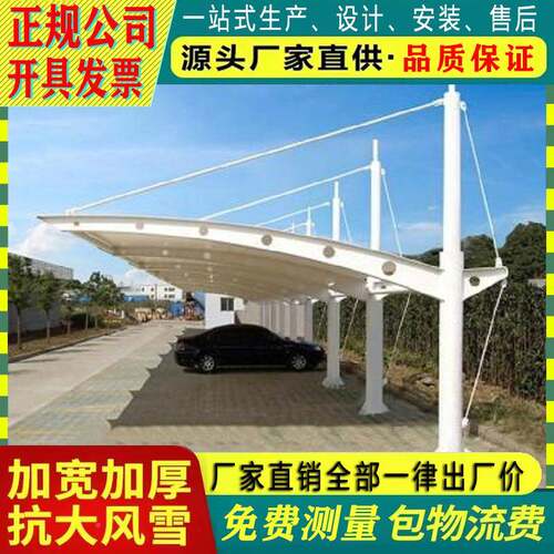 结构车棚汽车停膜棚区自行车停车张拉膜景观遮车阳雨棚充电TP-001