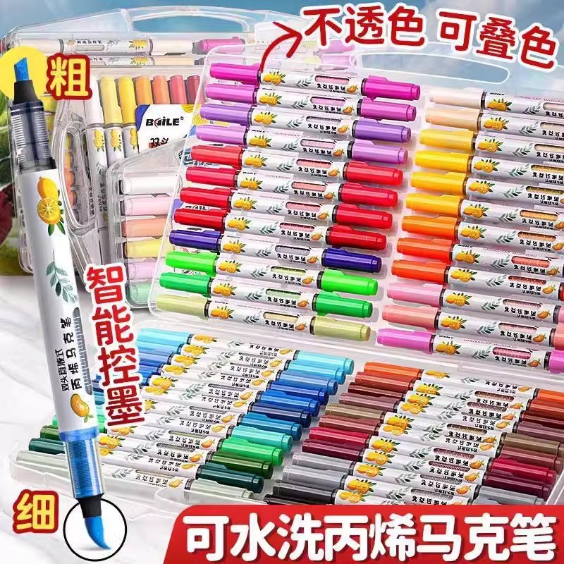 百乐软+硬双头直液式丙烯马克笔