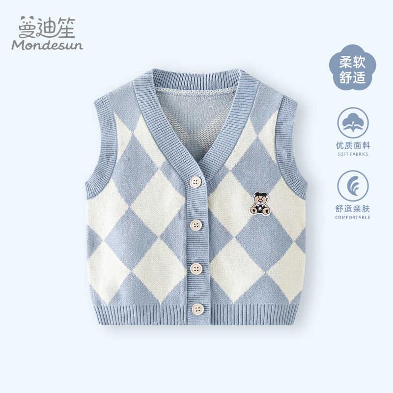 宝宝马甲春装婴儿马夹开衫背心儿童洋气坎肩上衣男童外出百搭衣服