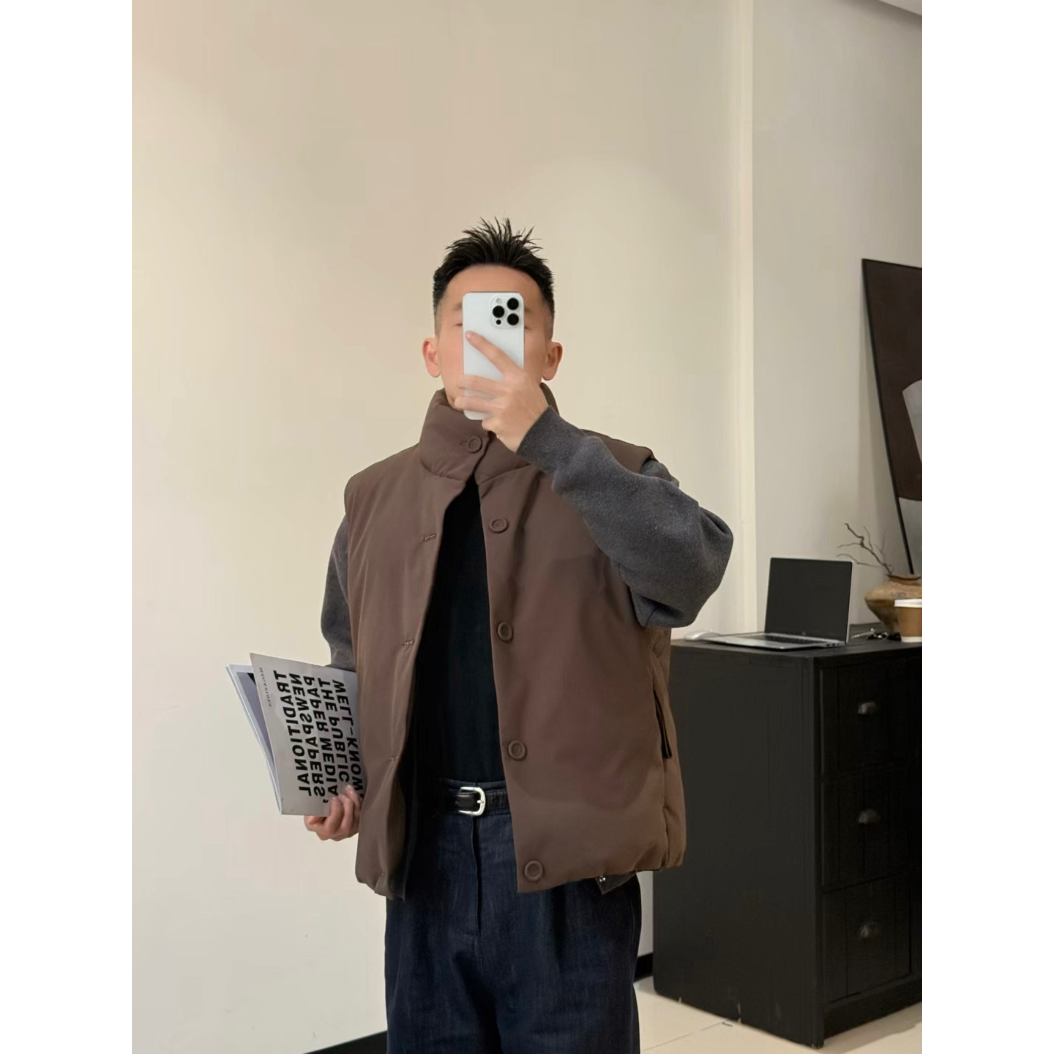 小众设计款羽绒马甲男秋冬季户外工装男士痞帅立领无袖坎肩背心,男装,羽绒马甲,淘宝优惠券,粉丝福利购,淘宝优惠卷