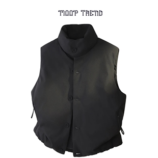 【共青城羽绒服】90绒短款白鸭绒马甲男立领纯色无袖男女同款