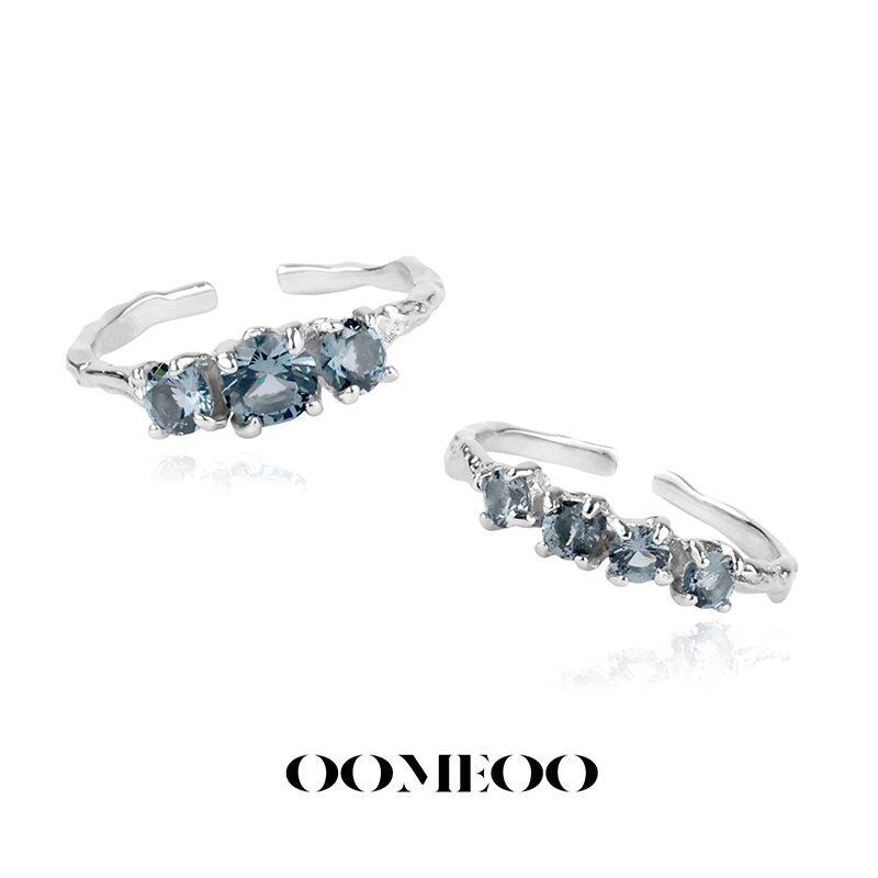 OOME小众设计蓝色锆石戒