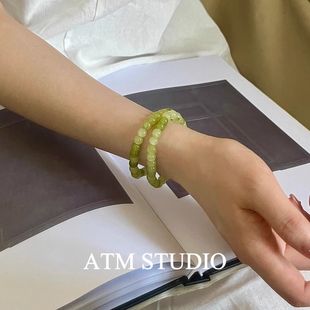 「风信子」橄榄色天然石手串女小众串珠手链新中式翠绿色小众夏天