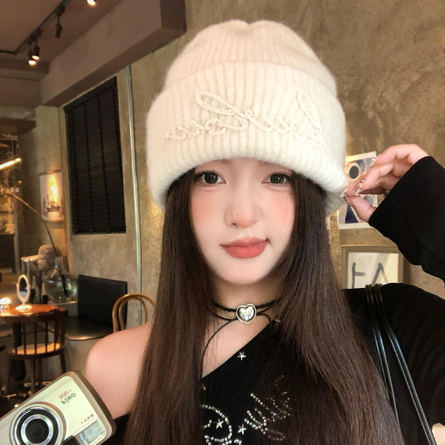 大头围针织帽保暖护耳冷帽显脸小